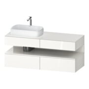 Duravit Meuble sous lavabo Qatego 140x55x60 cm, blanc brillant, consoles, cuvette gauche