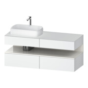 Duravit Meuble sous lavabo Qatego 140x55x60 cm, blanc brillant/marron, Pl, B l, B