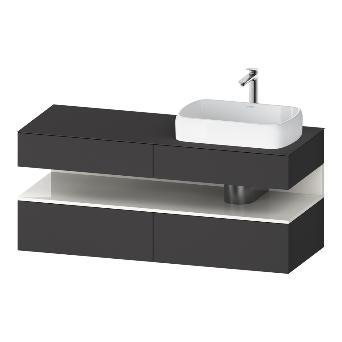 Duravit Meuble sous-lavabo Qatego 140x55x60 cm, blanc/gris m, Pl, à droite