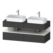 Duravit Meuble sous-lavabo Qatego 140x55x60 cm, blanc/gris m, Pl, lavabo double face