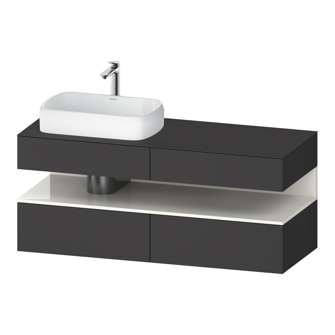 Duravit Meuble sous-lavabo Qatego 140x55x60 cm, blanc/gris, placage, évier gauche