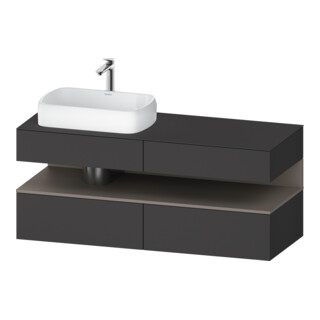 Duravit Meuble sous-lavabo Qatego 140x55x60 cm, blanc mat, avec miroir, plan, blanc laqué