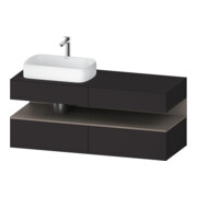 Duravit Meuble sous lavabo Qatego 140x55x60 cm, blanc mat, avec miroir, plan, cuvette gauche