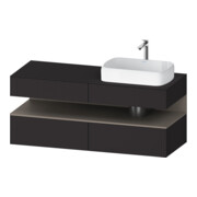 Duravit Meuble sous-lavabo Qatego 140x55x60 cm, blanc mat, avec miroir, plan, évier à droite-1