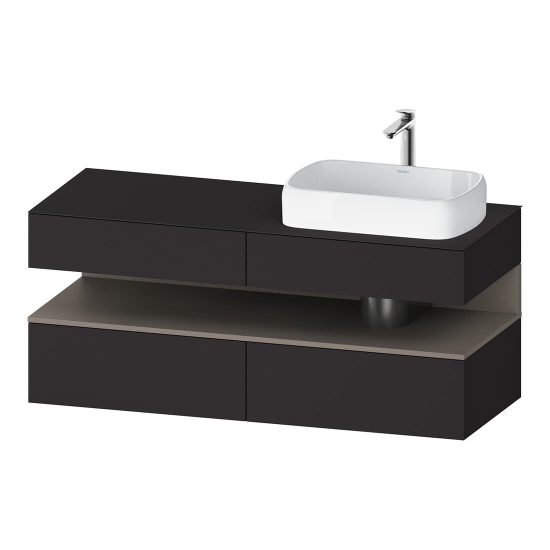 Duravit Meuble sous-lavabo Qatego 140x55x60 cm, blanc mat, avec miroir, plan, évier à droite
