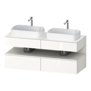 Duravit Meuble sous lavabo Qatego 140x55x60 cm, blanc mat/blanc brillant, placage, évier double face