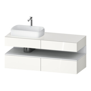Duravit Meuble sous-lavabo Qatego 140x55x60 cm, blanc mat/blanc brillant, plan, évier gauche