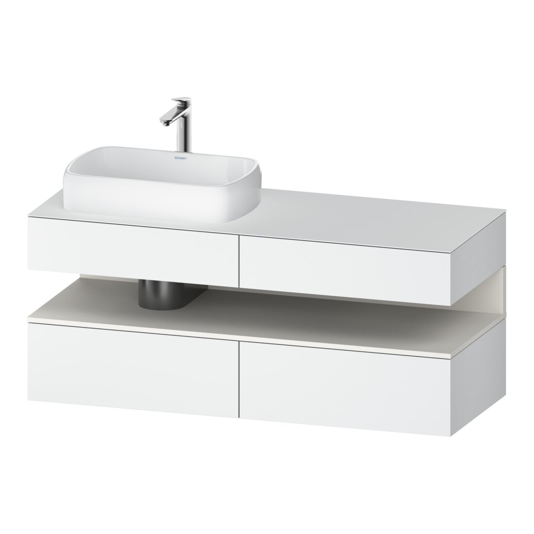 Duravit Meuble sous-lavabo Qatego 140x55x60 cm, blanc mat/blanc mat, Pl, évier gauche