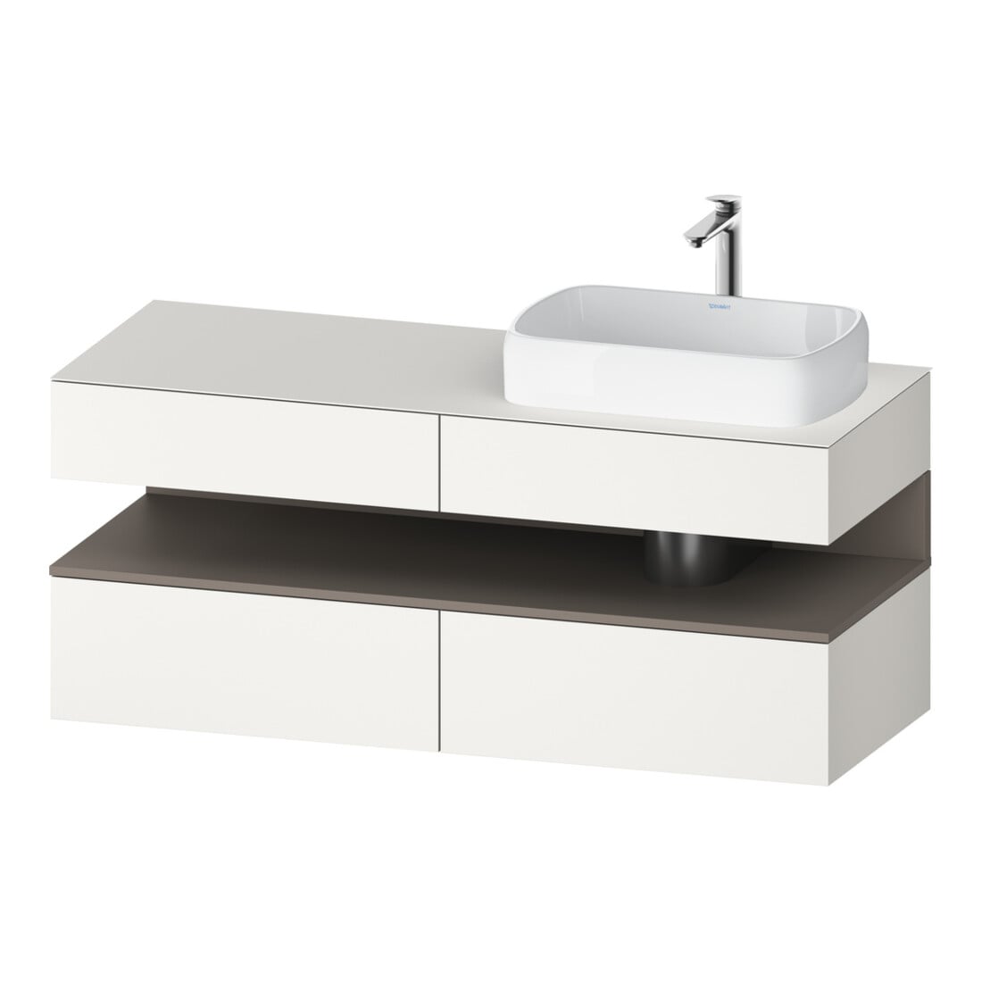 Duravit Meuble sous-lavabo Qatego 140x55x60 cm, blanc mat/bois mat, placage, brillant
