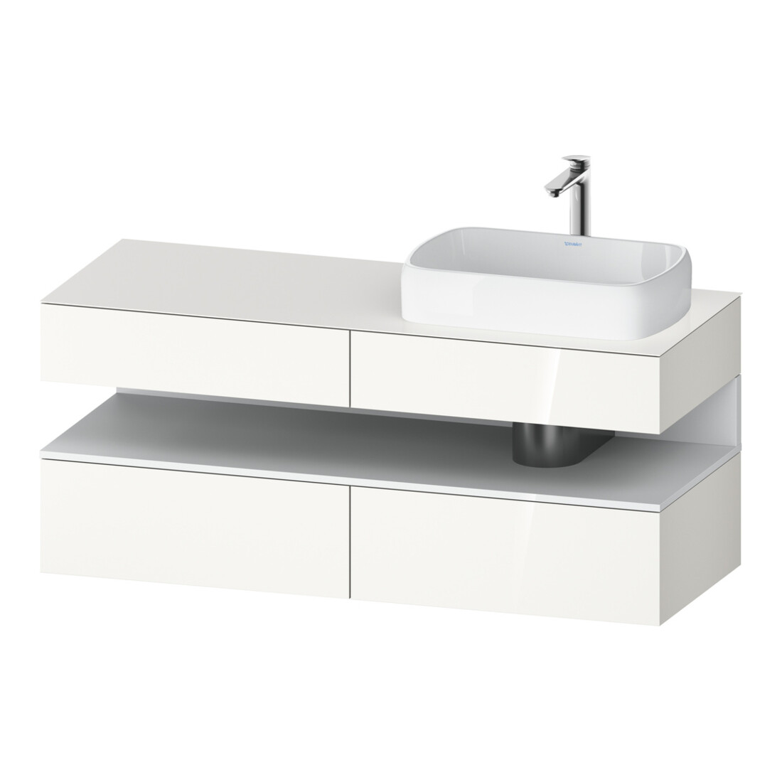 Duravit Meuble sous-lavabo Qatego 140x55x60 cm, blanc mat/bois, placage, niche