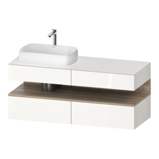Duravit Meuble sous-lavabo Qatego 140x55x60 cm, blanc mat, gauche, plan lavabo