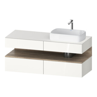 Duravit Meuble sous-lavabo Qatego 140x55x60 cm, blanc mat, gauche, plan, robinetterie droite
