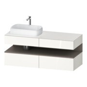 Duravit Meuble sous lavabo Qatego 140x55x60 cm, blanc mat/gris, à gauche