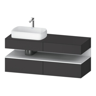 Duravit Meuble sous-lavabo Qatego 140x55x60 cm, blanc mat/gris mat, placage, évier gauche