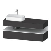 Duravit Meuble sous-lavabo Qatego 140x55x60 cm, blanc mat/gris mat, placage, évier gauche-1