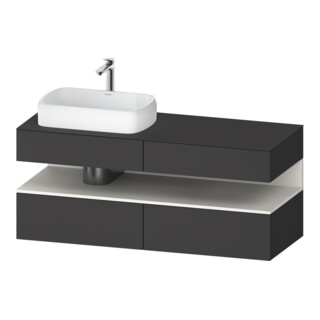 Duravit Meuble sous-lavabo Qatego 140x55x60 cm, blanc mat/gris mat, plan, blanc laqué, niche