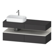 Duravit Meuble sous-lavabo Qatego 140x55x60 cm, blanc mat/gris mat, plan, évier gauche-1