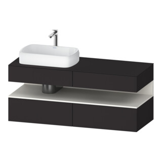 Duravit Meuble sous-lavabo Qatego 140x55x60 cm, blanc mat/gris mat, plan, évier gauche