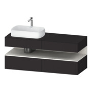 Duravit Meuble sous-lavabo Qatego 140x55x60 cm, blanc mat/gris mat, plan, évier gauche