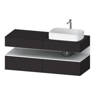 Duravit Meuble sous-lavabo Qatego 140x55x60 cm, blanc mat/gris mat, plaque, blanc brillant, niche