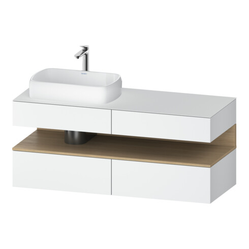 Duravit Meuble sous-lavabo Qatego 140x55x60 cm, blanc mat, placage, brillant