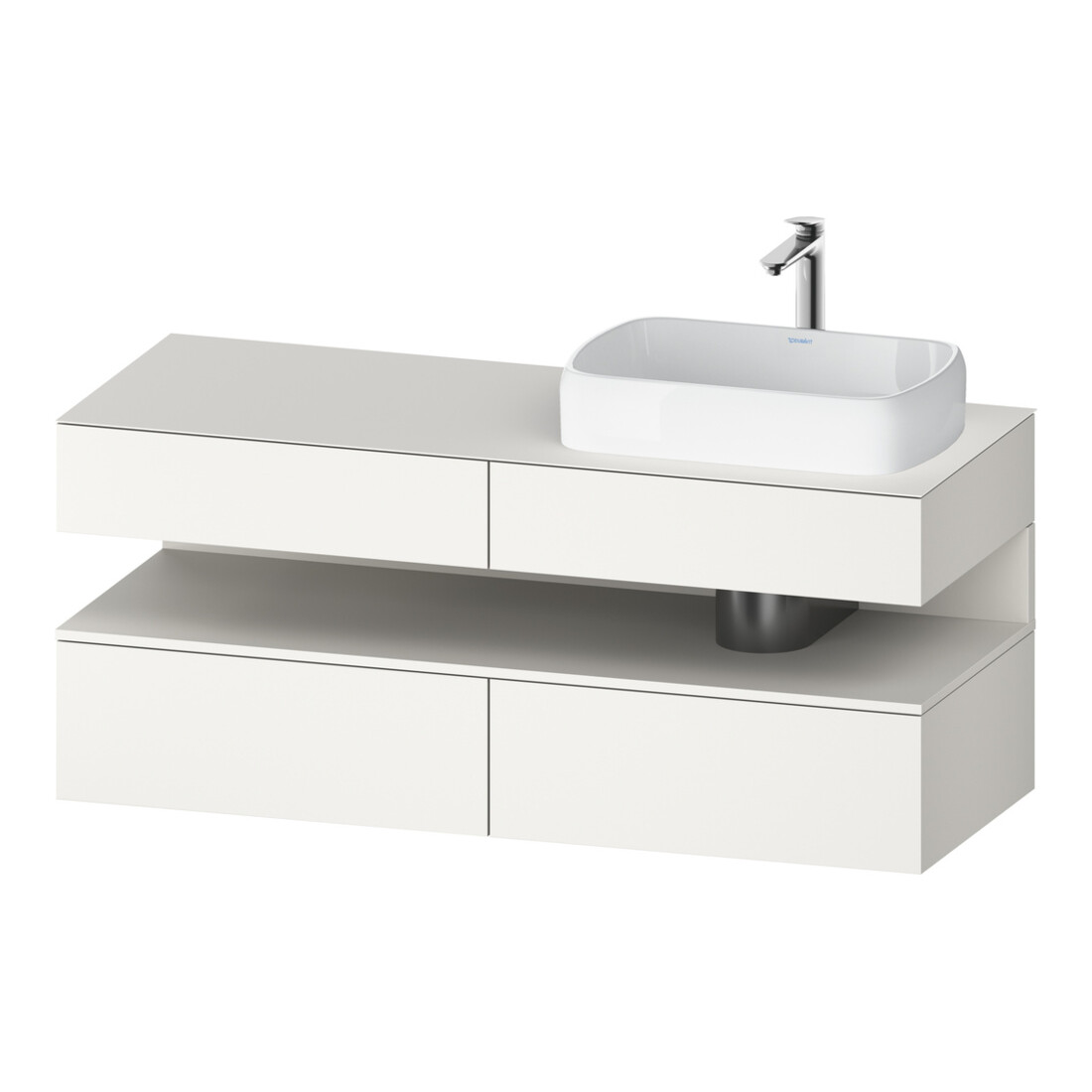 Duravit Meuble sous-lavabo Qatego 140x55x60 cm, blanc mat, placage, évier à droite, niche