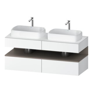 Duravit Meuble sous lavabo Qatego 140x55x60 cm, blanc mat, placage, évier double