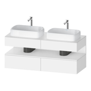 Duravit Meuble sous-lavabo Qatego 140x55x60 cm, blanc mat, placage, évier double face