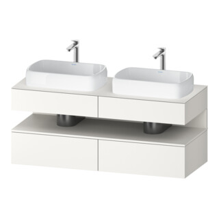 Duravit Meuble sous-lavabo Qatego 140x55x60 cm, blanc mat, placage, évier double face