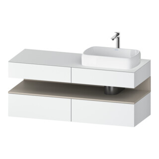 Duravit Meuble sous lavabo Qatego 140x55x60 cm, blanc mat, placage, évier droit