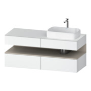 Duravit Meuble sous lavabo Qatego 140x55x60 cm, blanc mat, placage, évier droit
