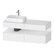 Duravit Meuble sous lavabo Qatego 140x55x60 cm, blanc mat, placage, évier gauche, niche