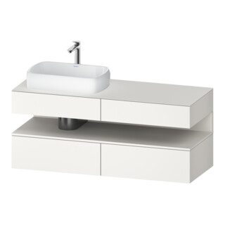 Duravit Meuble sous lavabo Qatego 140x55x60 cm, blanc mat, placage, évier gauche, niche