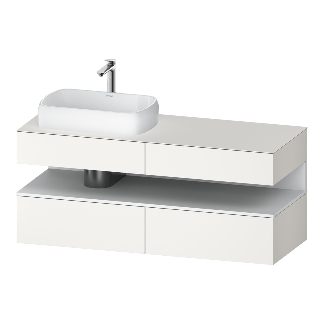 Duravit Meuble sous-lavabo Qatego 140x55x60 cm, blanc mat, placage, niche
