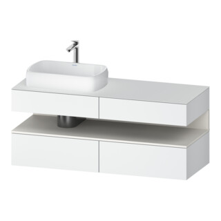 Duravit Meuble sous lavabo Qatego 140x55x60 cm, blanc mat, placage, niche