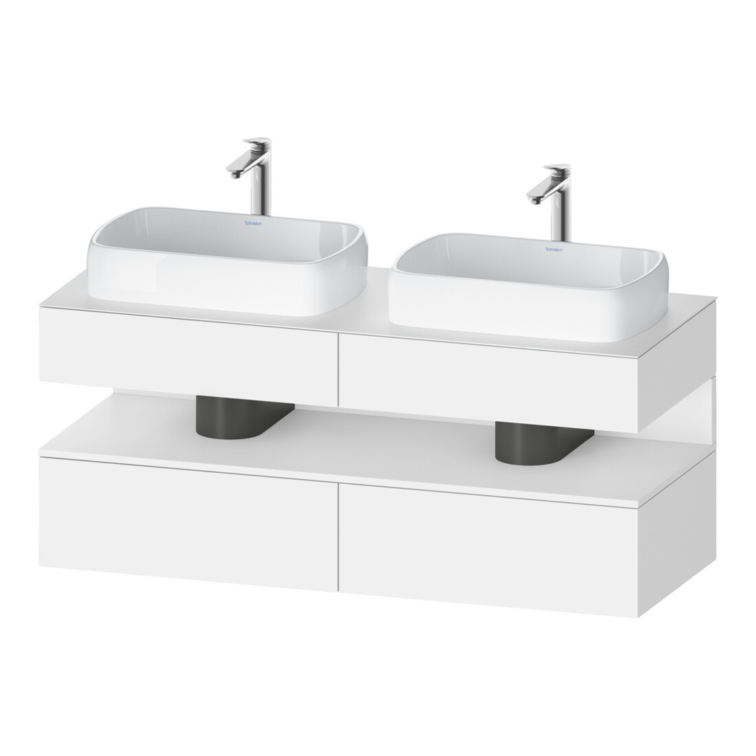 Duravit Meuble sous-lavabo Qatego 140x55x60 cm, blanc mat, placage, portes battantes, niche