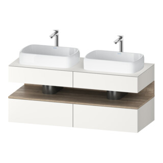 Duravit Meuble sous-lavabo Qatego 140x55x60 cm, blanc mat, plan, évier double face
