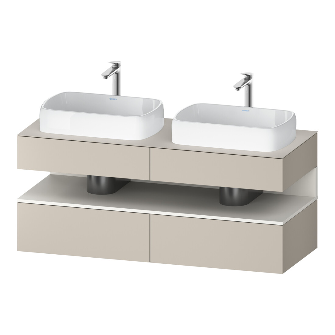 Duravit Meuble sous lavabo Qatego 140x55x60 cm, blanc mat/plaque, sans poignée