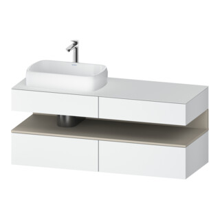 Duravit Meuble sous lavabo Qatego 140x55x60 cm, blanc mat, porte pliante, niche