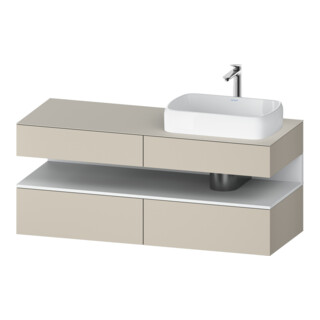 Duravit Meuble sous-lavabo Qatego 140x55x60 cm, blanc mat/ta mat, Pl, évier à droite