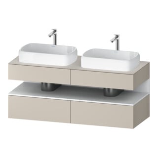 Duravit Meuble sous lavabo Qatego 140x55x60 cm, blanc mat/ta mat, Pl, évier double face