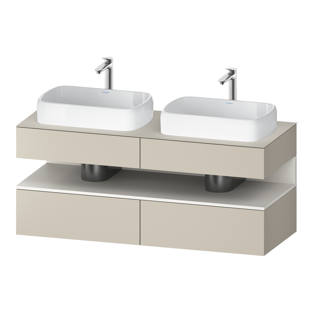 Duravit Meuble sous-lavabo Qatego 140x55x60 cm, blanc mat/ta mat, placage, évier double face