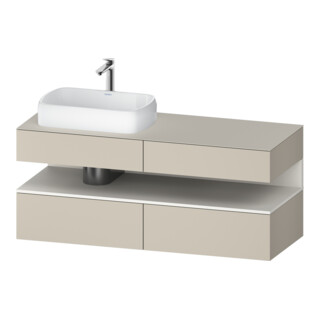 Duravit Meuble sous-lavabo Qatego 140x55x60 cm, blanc mat/ta mat, placage, évier gauche