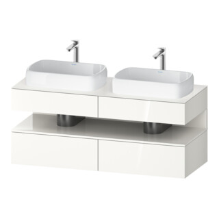 Duravit Meuble sous-lavabo Qatego 140x55x60 cm, blanc, placage, lavabo double face