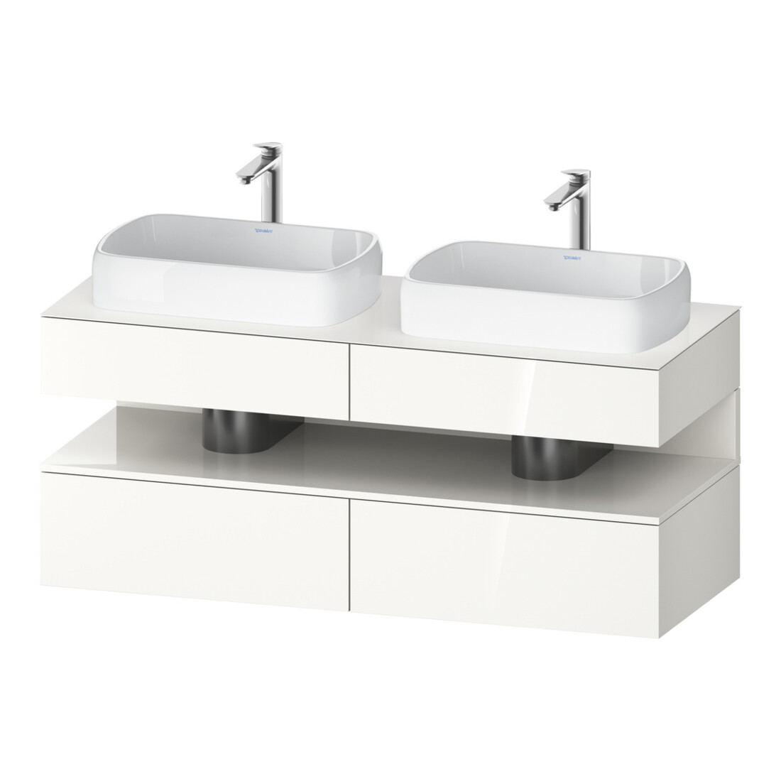 Duravit Meuble sous-lavabo Qatego 140x55x60 cm, blanc, placage, lavabo double face