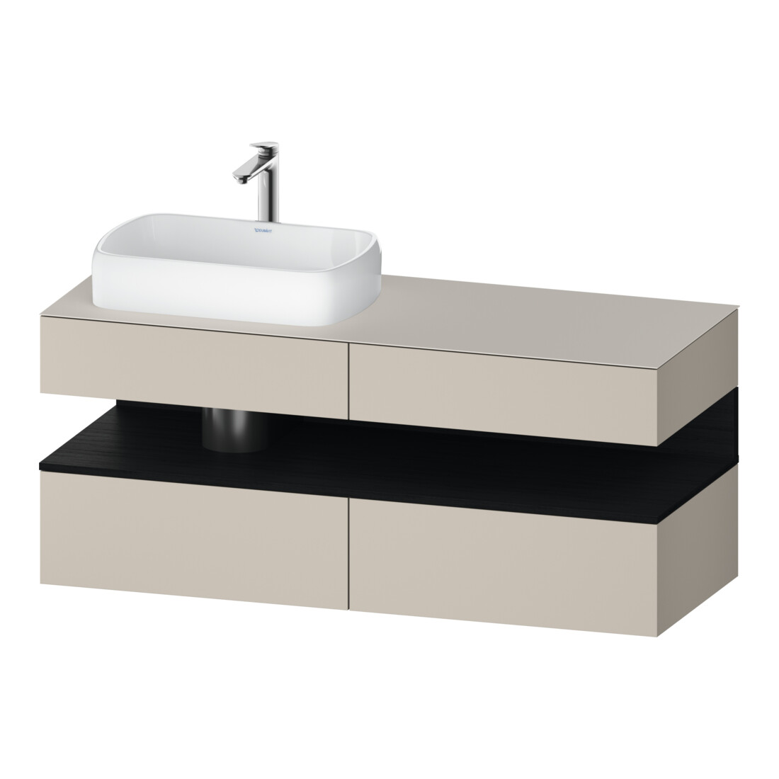 Duravit Meuble sous lavabo Qatego 140x55x60 cm, blanc/taube, placage, brillant