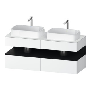 Duravit Meuble sous-lavabo Qatego 140x55x60 cm, chêne clair/blanc mat, plan, siphon double