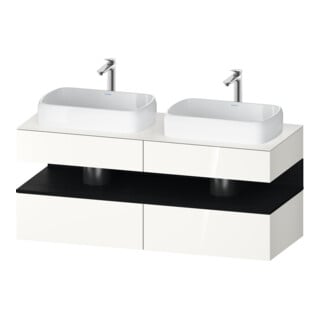 Duravit Meuble sous-lavabo Qatego 140x55x60 cm, chêne clair/blanc, plan, siphon double