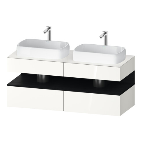 Duravit Meuble sous-lavabo Qatego 140x55x60 cm, chêne clair/blanc, plan, siphon double
