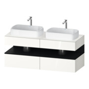 Duravit Meuble sous-lavabo Qatego 140x55x60 cm, chêne clair/blanc, plan, siphon double-1